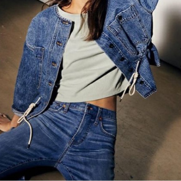 Madewell Claremont Drawstring Denim Jacker in Sz Large NWOT - Picture 10 of 11